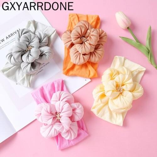 2021 Newborn Headdress Kids Large Flower Nylon Hair Band Headwraps Floral Nylon Baby Headband Children Girls Hair Accessories