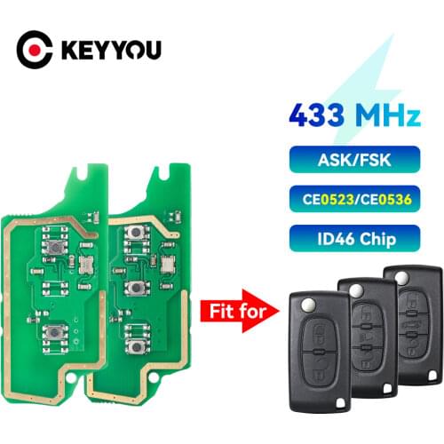 KEYYOU 2 Buttons Remote FSK Remote Key Circuit Electronic For Peugeot 207 307 407 408 308 For Citroen Fob 0536 with ID46 PCF7961