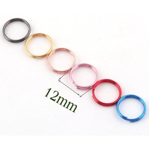 30PCS 12mm Split Jump Rings Split Key Rings Key Chain Bulk Charm Finding Key Fob Ring-Rose Gold Blue Pink Red Gunmetal Silver