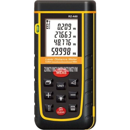 A60 60M Handheld Rangefinder Laser Distance Meter Digital Laser Range Finder Laser Tape Meters Area/Volume/Angle Measure Tool