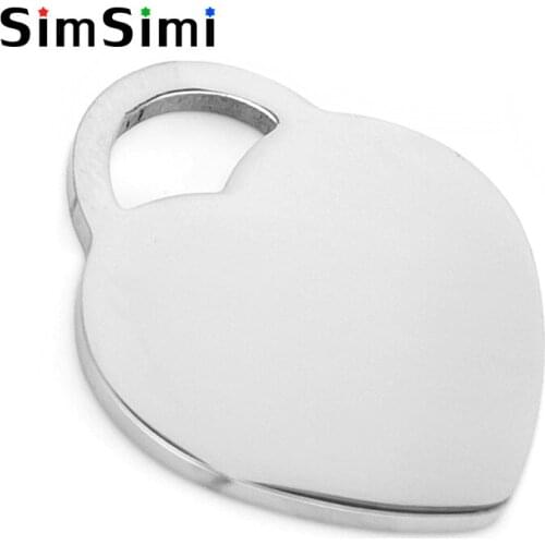 Simsimi Stainless steel mini heart charms blank for name print both sides mirror polished pendant charms 10pcs