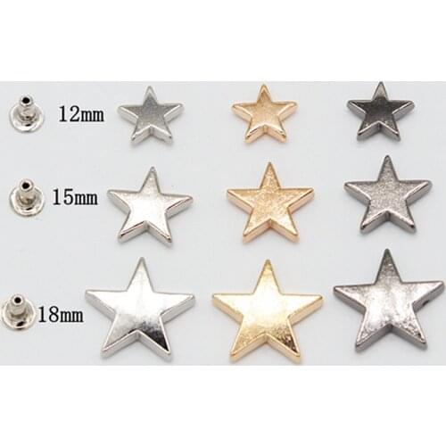 12/15/18mm Flat Five Points Star Pentacle Bracelet Rivets Cap Stud Leather Craft Belt Wallet Bag Shoe Garment Collar Accessories