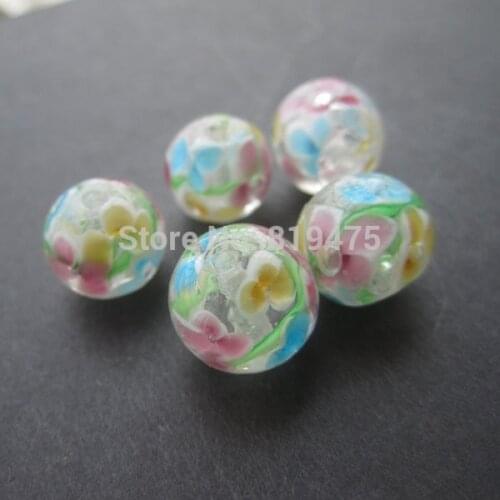 20Pcs 12mm Handmade Glass lampwork beads Flower Clear Color for jewelry making Wholesale and Retail