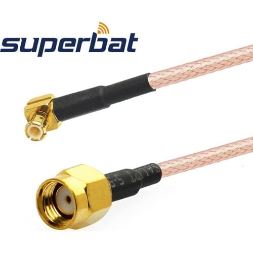 Superbat MCX RF Coaxial Jumper Cable Assembly MCX Male Plug Right Angle to RP-SMA Male Straight Pigtail Cable RG316 for Wireless
