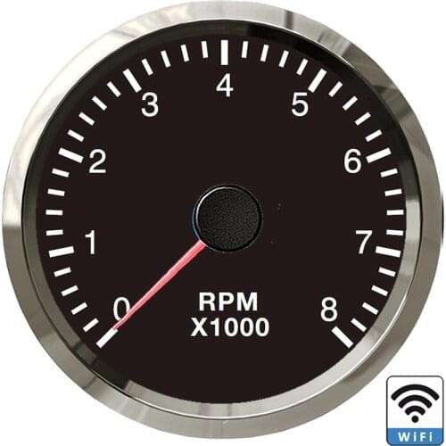 SPR 52mm WiFi Tachometer 8000RPM Programmable Gauge for Generator Car Boat Diesel Gasoline Engine 12/24V Yellow/White Backlight