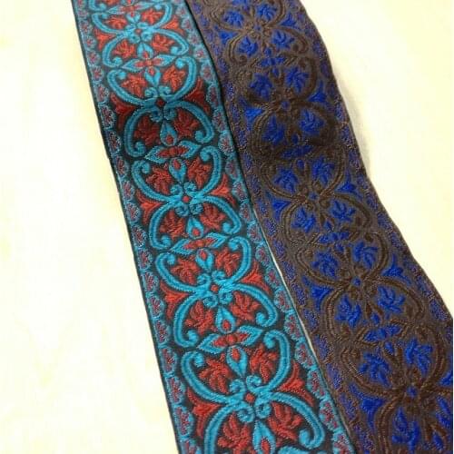 Fine light cross flowers pattern webbing 2"5cm 7M/lot National wind embroidery Woven Jacquard Ribbon DIY accessories