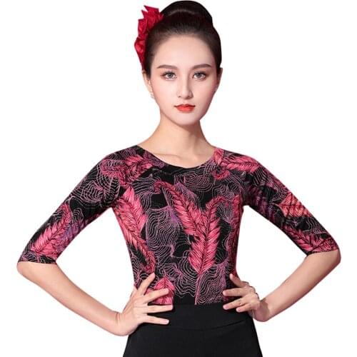 Latin Tops Women Dance Basic Clothing Dancewear Sexy Modern Ballroom Samba Tango Flamengo Dancing Practice T-shirt Costume Dance