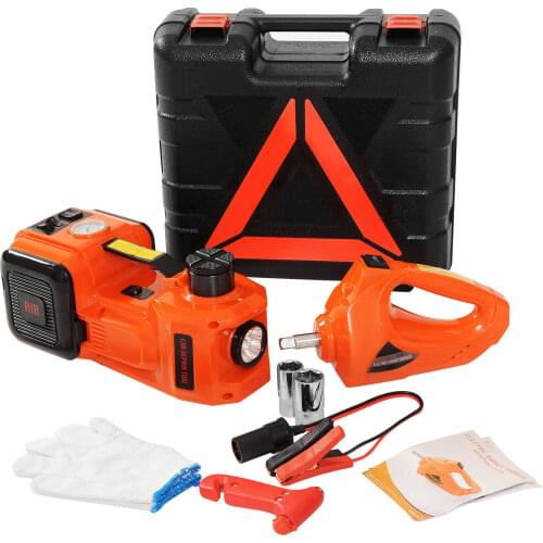 VEVOR 3 / 5Ton 12V Electric Hydraulic Car Jack Portable Tire Lifting Tool 45cm High Car Repair Kit with Electric Wrench LED Lamp