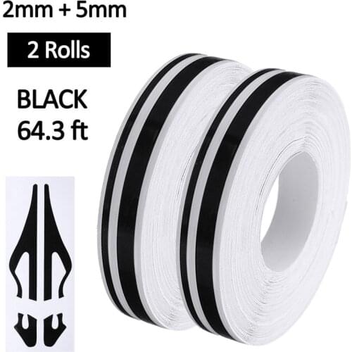 2 Roll 32ft Black Stripe Vinyl Sticker Tape Car Body Stickers Car Styling for Car Motorcycle Boat Decoration