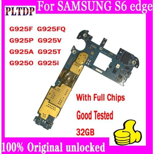 Factory Unlocked For Samsung S6 Edge G925F G925P G925V G925A G925T G925I G9250 G925FQ Motherboard 100% Original & Android system