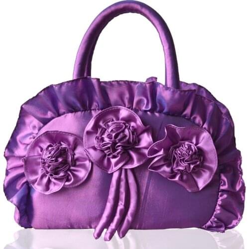 Women Bag Flowers Erhnic Retro Pleated Handbag