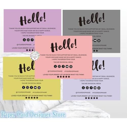 100 hank You card printable blush pink thanks for your purchase card Customer Thank you Paper Card For Small Shop Gift Packet