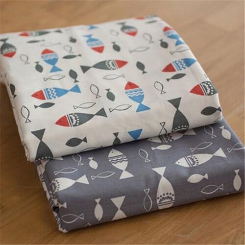 Small fish Printed Cotton Quilting Tissue Material Patchwork Fabric For Diy Sewing Doll Cloths Children Sheets Dress 40x50 2pcs