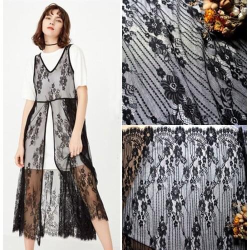 3 M / Lot Cord Eyelash lace fabric 150cm width white black diy exquisite lace embroidery clothes wedding dress accessories