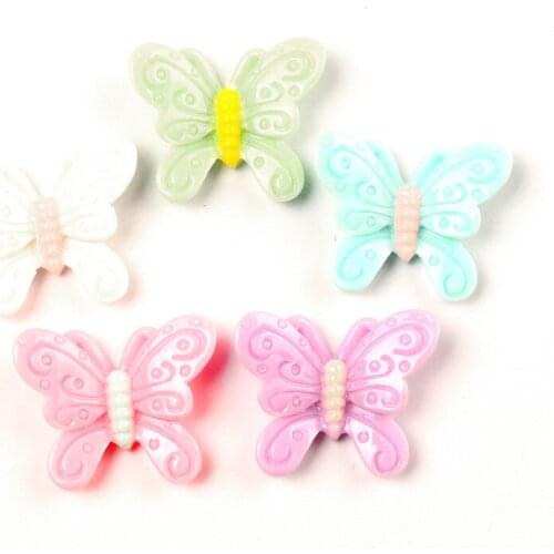 30Pcs Mixed Resin Butterfly Decoration Crafts Beads Frame Flatback Cabochon Scrapbook DIY Kawaii Embellishments Accessories
