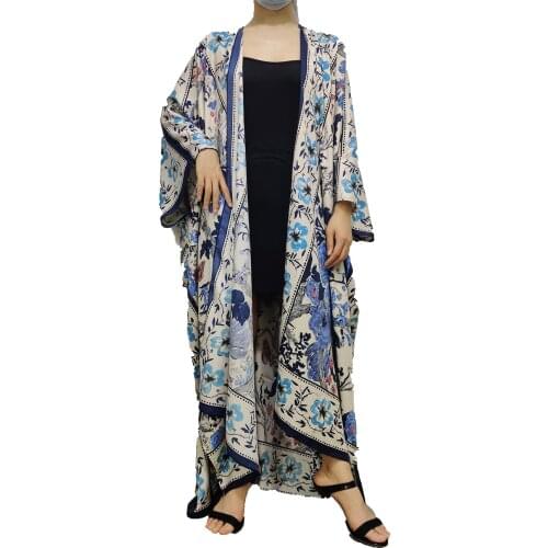 African Clothes For Women Plus Bohemian Summer Swimwear Kimono For Lady Popular Kuwait Abaya Silk Kaftan Clothes