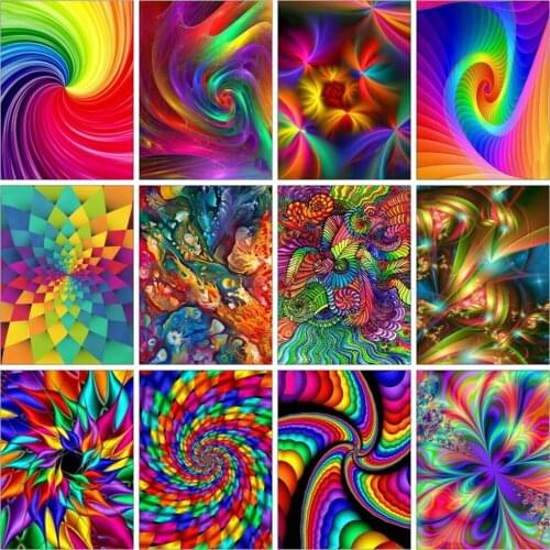 Huacan 5d Diy Diamond Painting Mandala Color Wall Decor Square/round Diamond Mosaic Fantasy Flower Mosaic Room Decor