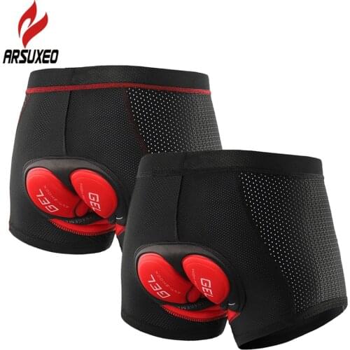 ARSUEXO Cycling Underwear Pro 3D Gel Pad Mountain Bike MTB Shorts Shockproof Road Bicycle Underpants Breathable Ultra Soft