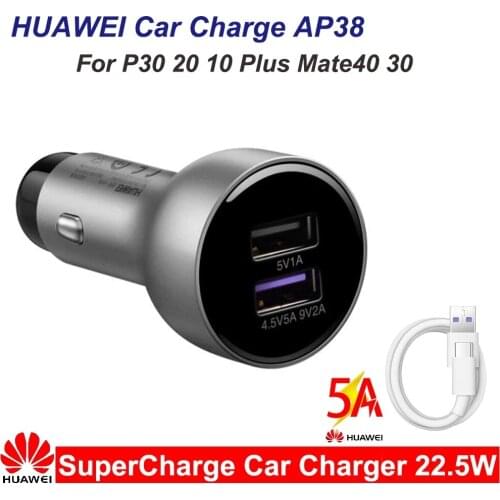 HUAWEI 22.5W Car Super Charger AP38 SuperCharge 5A Type-C Cable Adapter Original Mate30 P 30 20 10 Plus Mate 20X 20 Pro RS Nova