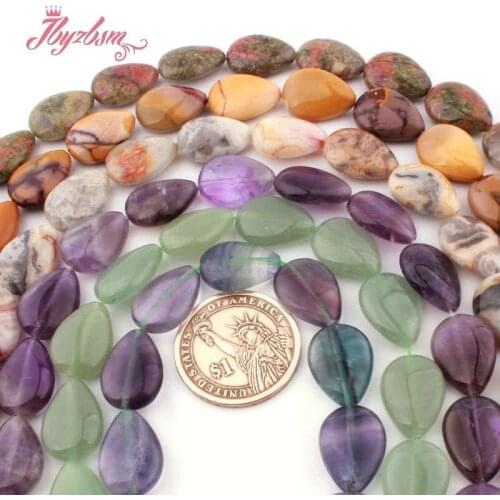 13x18mm Drop Natural Stone Quartzs Agates Jaspers Spacer Bead for DIY Accessories Women Men Necklace Bracelet Jewelry Making 15"