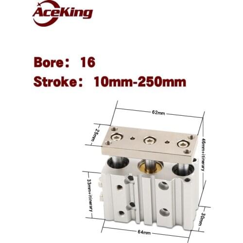 Triaxial cylinder with guide rod pneumatic MGPM16-10/20Z/30/40/50/75/100/125Z cyclotron triaxial set-top air compressor cylinder