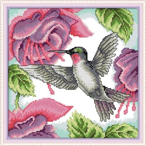 Hummingbirds 1 cross stitch kit aida 14ct 11ct count print canvas cross stitches needlework embroidery DIY handmade