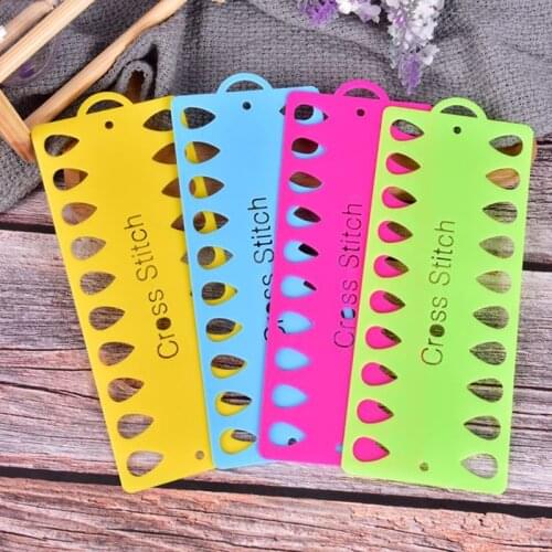 DIY Sewing Tools Supplies Needles Holder Plastic Cross Stitch Row Line Board Embroidery Thread Yarn Organizer 1pc Random Color
