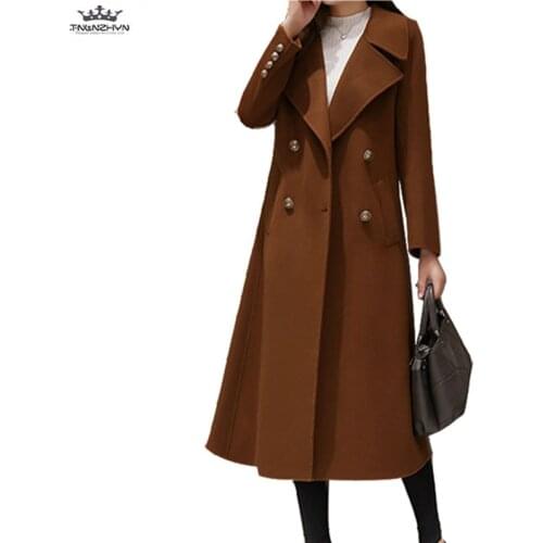 Cashmere Coat Female 2019 Winter Plus size 5XL High-end Woolen Outerwear Double-breasted Women Warm Long Wool Jackets Coat Parka