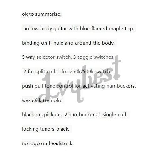 Electric guitar customized hollow body with quilt flame top,push pull pots split HH to ss,ss and with active pickups,free ship