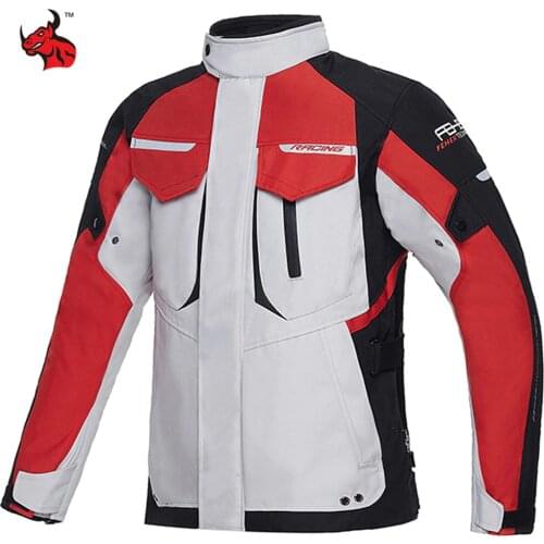 Red Motorcycle Jacket Man Motocross Jacket Waterproof Racer Jacket Motorbike Biker Moto Protection S-5XL With Removeable Linner