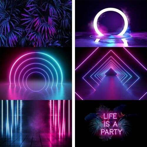 Laser Photozone Neon Light Stage Party Cool Dancing Bar Photo Backdrops Photography Backgrounds Customized For Photo Studio