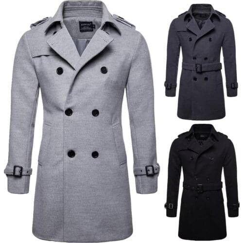 Fashion 2020 autumn winter mens clothing long coat woolen coat European code material windbreaker erkek mont