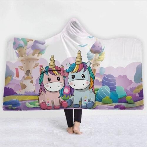 Fashion Hooded Blanket The Unicorn Mermaid Floral Gothic Sherpa Fleece Wearable Throw Blanket 3D printing Microfiber