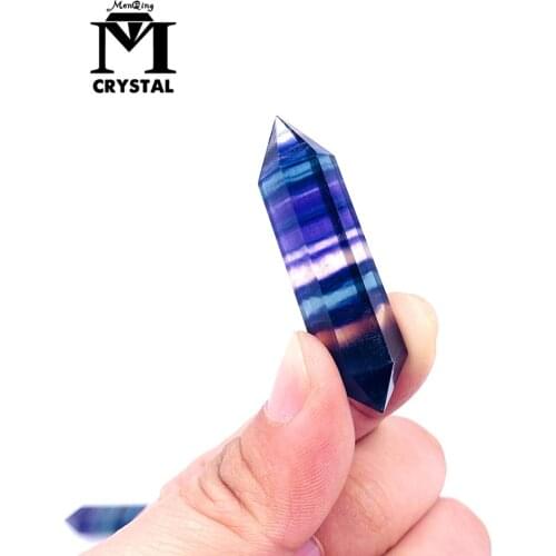 Natural Colour Fluorite Quartz Crystal Column Double Point Healing Stone Obelisk Wand Hexagonal Wand Treatment Gemstone