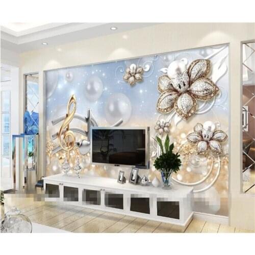 Custom wallpapers note bead flower luxury wallpaper living room bedroom television background wallpaper for walls 3 d