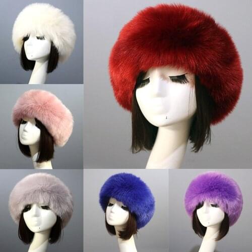 Faux Fur Headband Women Winter Hats Warm Fur Faux Bomber Fluffy Russian Caps Earmuff Girl Outdoor Ski Snow Earwarmer