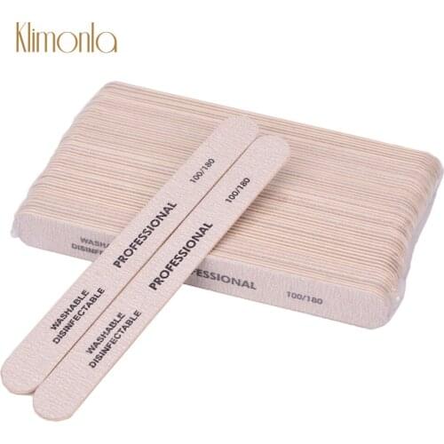 50Pcs/Lot Professional Sandpaper Nail File 100/180 Grit Straight Gel Polish Files Nail Art Buffing Manicure Beauty Accessories