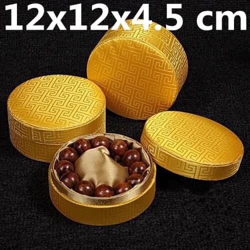 Palindrome Luxury Cotton Filled Round Gift Box Men Bracelet Jewelry Storage Case Chinese Silk Brocade Jewellery Packaging