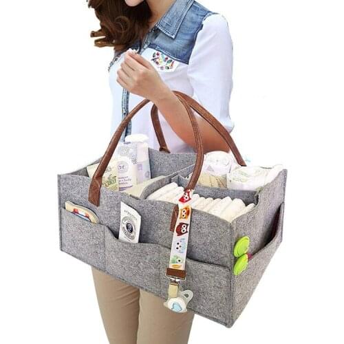Portable Foldable Felt Diaper Storage Bag Multifunction Kids Clothes Handbag For Baby Diaper Organizer Mom Nappy Bags