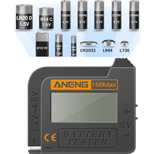 168MAX Battery Tester Digital Lithium Battery Capacity Power Supply Tester AAA AA Button Cell Universal Checkered Load Analyzer
