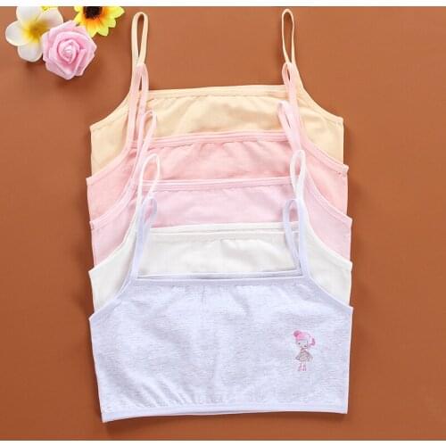 Combed Cotton Puberty Training Girls Bra Puberty Sport Young Kids Tops Girls Students Underwear Bras Children for 8-16 Years Old