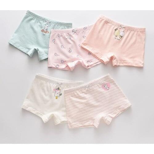 5Pcs/lot Girls Cotton Boxer Briefs Girl Panties Girls Boxer Shorts Childrens Panties Kids Underwear For 2-14 Years GU244