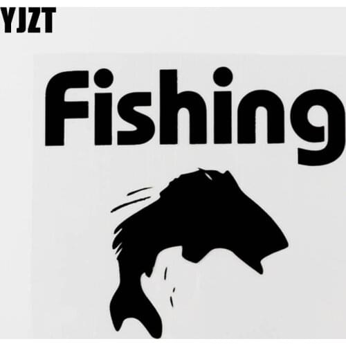 YJZT 15CM×13.5CM Creative Car-styling Fishing Vinyl Car Window Sticker Decal Black/Silver 8C-0460