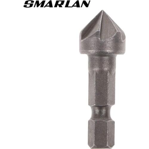 SMARLAN 90° Countersink Drill Chamfer Bit 1/4" Hex Shank Carpentry Woodworking Angle Point Bevel Cutting Cutter Remove Bur Tool