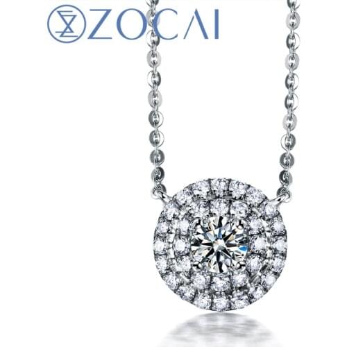 ZOCAI BRAND STAR SKY 0.30 CT CERTIFIED DIAMOND NECKLACE 18K WHITE GOLD(AU750) D04725
