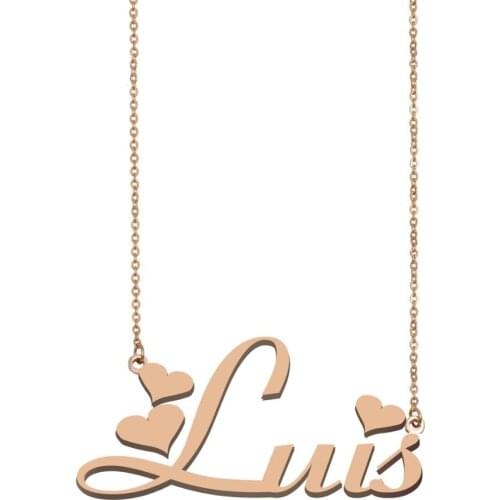 Gold Charm Luis Name Necklace for Women Girls Pendant Stainless Steel Best Friends Birthday Wedding Casual Gift