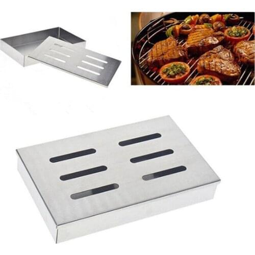 1PC Wood Chips BBQ Smoker Box for Indoor Outdoor Charcoal Gas Barbecue Grill Meat Infused Smoke Flavor Accessories Smoker QA 054