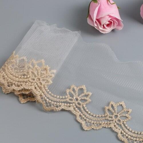 1Yards 91cm Lace Trims Tulle Embroidery Lace Fabric 10cm Guipure Gold Lace Ribbon Dress Sewing Accessories Fabric dentelle LA74