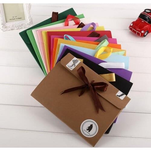150PCS Large Ribbon Kraft Paper Envelope Bag Handkerchief Silk Scarf Packing Boxes Gift Wrap Bag 24*18*0.7cm SN609