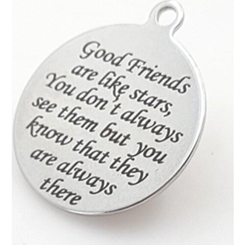 20PCS Silver Stainless Steel Pendant Jewelry Good Friends are like stays,You don... Charms DIY Necklace&Bracelet Jewelry
